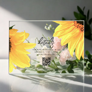 Invitations En Acrylique Carte d'accompagnement de mariage aux tournesols a