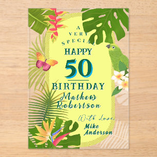 Invitations En Acrylique Carte d'anniversaire annuelle Paradis Tropical