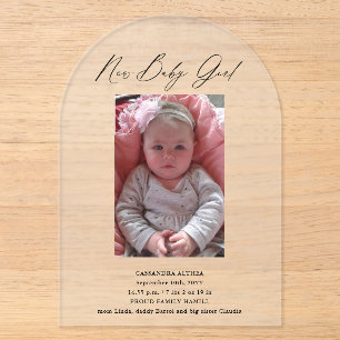 Invitations En Acrylique Carte d'annonce de naissance en acrylique givré en