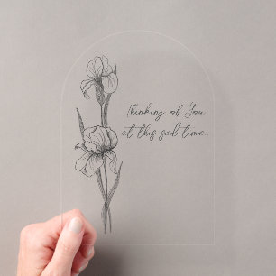 Invitations En Acrylique Carte de condoléances personnalisable avec iris de