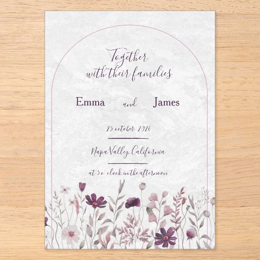 Invitations En Acrylique carte de mariage (Recto)