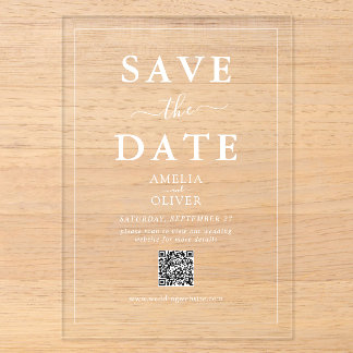 Invitations En Acrylique Carte de mariage moderne en acrylique claire avec