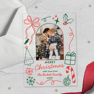 Invitations En Acrylique Carte de Noël à l'arche photo fantaisiste dessinée
