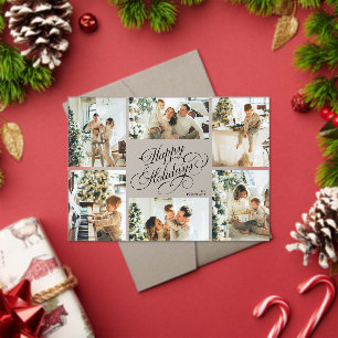 Invitations En Acrylique Carte de Noël Collage de Photos de Famille Écritur