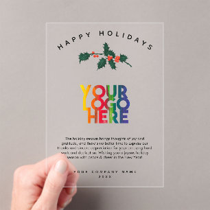 Invitations En Acrylique Carte de Noël du logo Entreprise Vacances