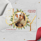 Invitations En Acrylique Carte de Noël Joy Pine Boughs Wreath Photo