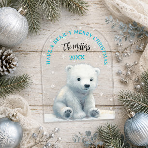 Invitations En Acrylique Carte de Noël ours polaire Joyeux Noël