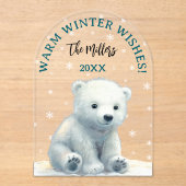 Invitations En Acrylique Carte de Noël pour bébé Ours Polaire clair (Recto)