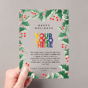 Invitations En Acrylique Carte de Noël pour entreprise avec logo