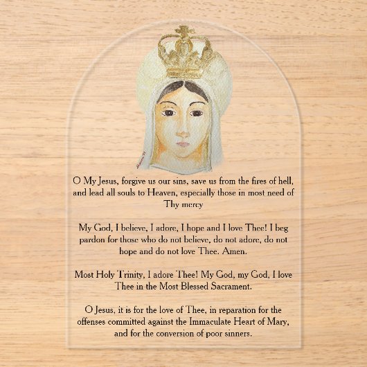 Invitations En Acrylique Carte de prière acrylique Notre-Dame de Fatima (Recto)