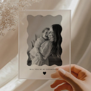 Invitations En Acrylique Carte de Proposition de Marraine avec Photo Ondulé