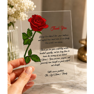 Invitations En Acrylique Carte de remerciement de funérailles personnalisée