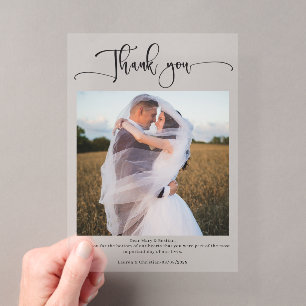 Invitations En Acrylique Carte de remerciement de mariage calligraphiée ave