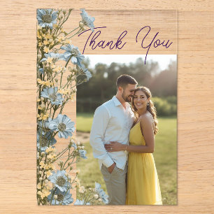 Invitations En Acrylique Carte de remerciement de mariage photo florale Nav