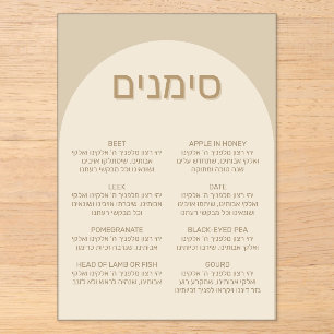 Invitations En Acrylique Carte de Rosh Hashana Simanim marron chic