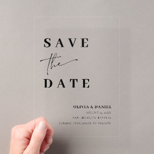 Invitations En Acrylique Carte de sauvegarde de date élégante minimaliste m