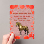 Invitations En Acrylique Carte de vacances Acrylique Cheval d'or chinois du (In situ (ordinateur de poche))