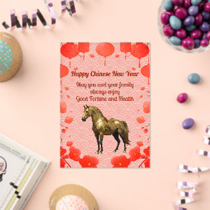 Invitations En Acrylique Carte de vacances Acrylique Cheval d'or chinois du