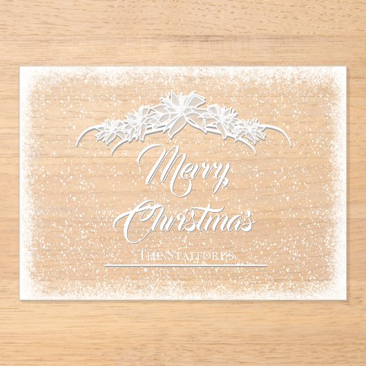 Invitations En Acrylique Carte de vacances en acrylique Sheer Poinsettia (Recto)