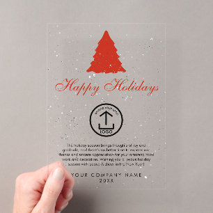 Invitations En Acrylique Carte de vacances Noël Entreprise Logo Entreprise
