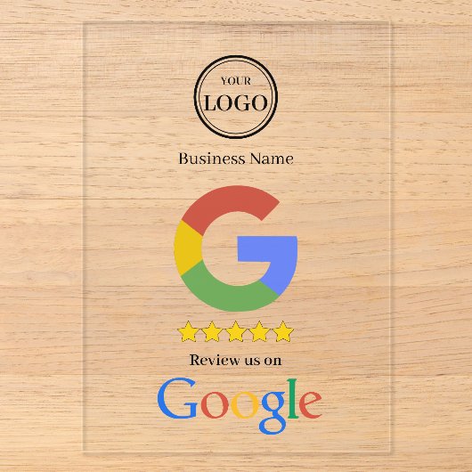 Invitations En Acrylique Carte de visite avec lien QR Code pour avis Google (Recto)