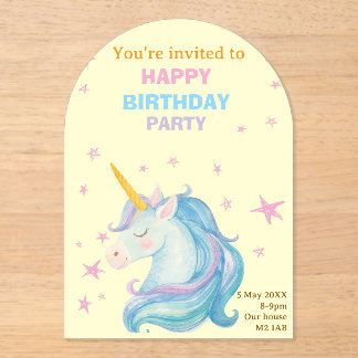Invitations En Acrylique Carte d'invitation d'anniversaire