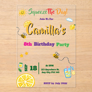 Invitations En Acrylique Carte d'invitation d'anniversaire pour enfants thè