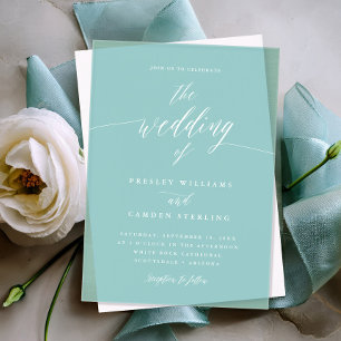 Invitations En Acrylique Carte d'invitation de mariage en acrylique aqua tr