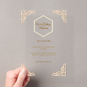Invitations En Acrylique Carte d'invitation de mariage en acrylique clair o