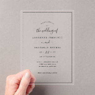 Invitations En Acrylique Carte d'invitation de mariage en acrylique claire
