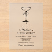 Invitations En Acrylique Carton d'invitation d'anniversaire chic soirée Cha (Recto)