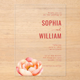 Invitations En Acrylique Carton d'invitation de mariage au lotus corail sop