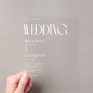 Invitations En Acrylique Carton d'invitation de mariage chic minimaliste
