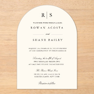 Invitations En Acrylique Carton d'invitation de mariage classique noir et é