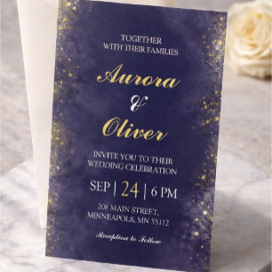 Invitations En Acrylique Carton d'invitation de mariage élégant bleu marine