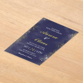 Invitations En Acrylique Carton d'invitation de mariage élégant bleu marine (Poser)