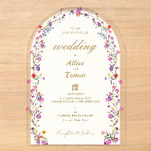 Carton d'invitation de mariage en acrylique à arch