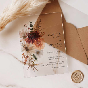 Invitations En Acrylique Carton d'invitation de mariage en acrylique floral