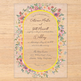 Invitations En Acrylique Carton d'invitation de mariage en acrylique Floral