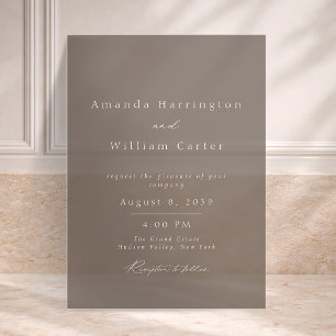 Invitations En Acrylique Carton d'invitation de mariage en acrylique Taupe 