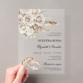 Invitations En Acrylique Carton d'invitation de mariage espagnol fleurs bla (In situ (ordinateur de poche))