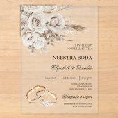 Invitations En Acrylique Carton d'invitation de mariage espagnol fleurs bla (Recto)