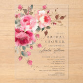 Invitations En Acrylique Carton d'invitation de mariage Fleur de Blush (Recto)