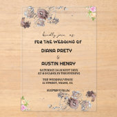 Invitations En Acrylique Carton d'invitation de mariage hivernal à motif fl (Recto)