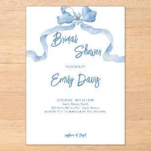 Invitations En Acrylique Carton d'invitation élégant avec ruban bleu pour l