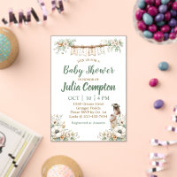Carton d'invitation Rustique Floral pour Baby Show