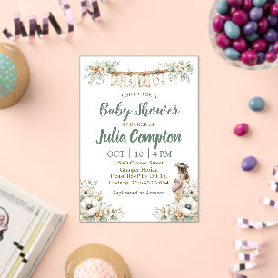 Invitations En Acrylique Carton d'invitation Rustique Floral pour Baby Show