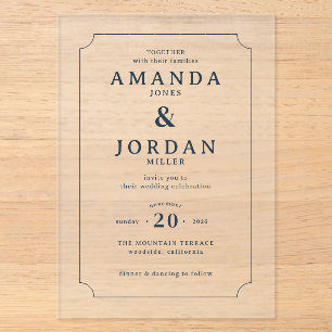 Invitations En Acrylique Cartons d'invitation formels noirs élégants