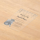 Invitations En Acrylique Casquette de Parties scintillant d'argent, Confett (Poser)