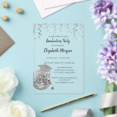 Invitations En Acrylique Casquette de Parties scintillant d'argent, Confett (Insitu (Mariage))